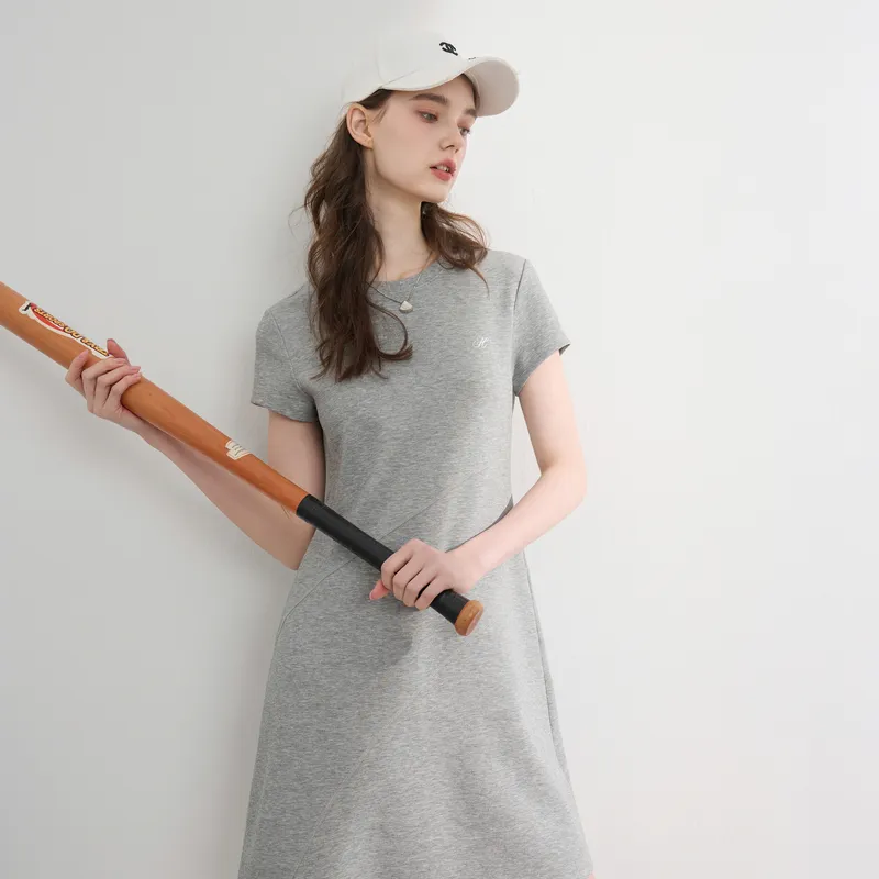 3COLOUR Short Sleeved Dress Women's Stone Gray-2