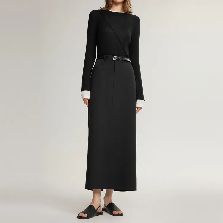 ELLE Casual Long Skirt Women's Black-3