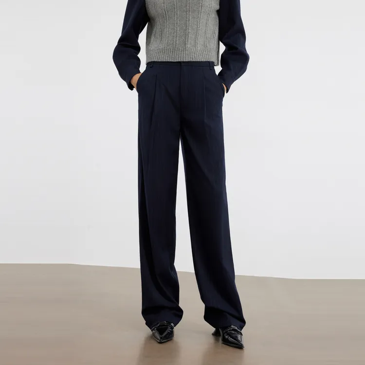 ELLE Casual Pants Women's Navy Blue-2