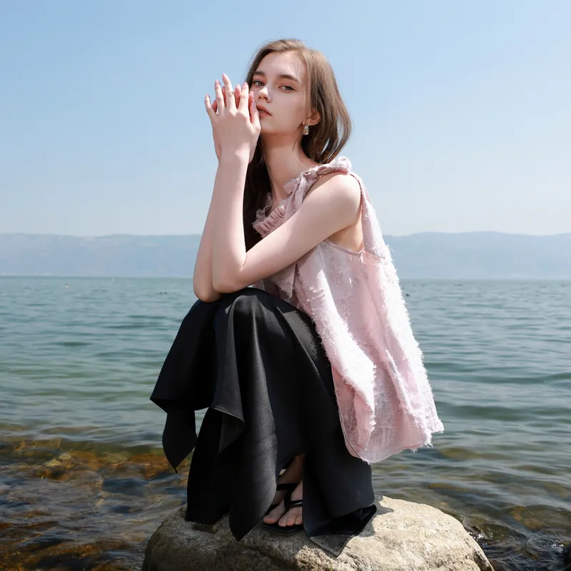3COLOUR Chiffon Shirts Women's Smoke Pink-2
