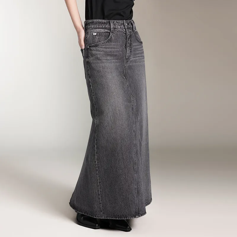 Miss Sixty Denim Long Skirts Women's Black Gray-3