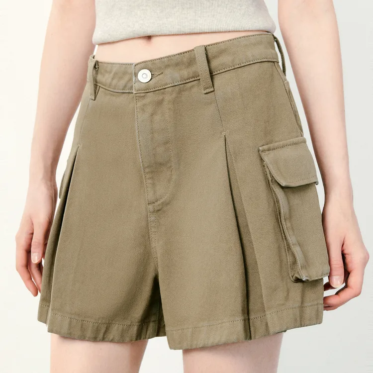LEDIN Denim Shorts Women's Camel-3