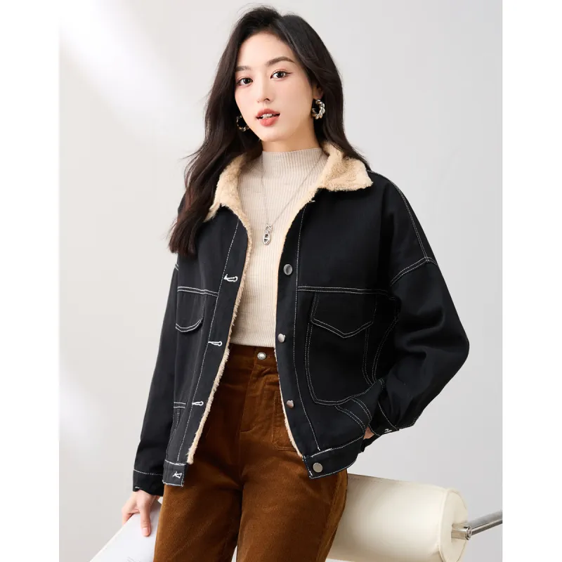 Like The Age Of Water Velvet feel Coat Women's Black-1