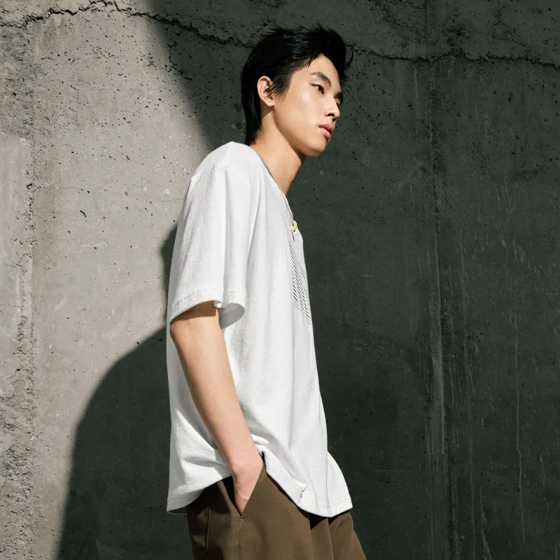 GXG Urban Aesthetics Of The Blockbuster Weaving Series T-Shirts Men Raw White-3
