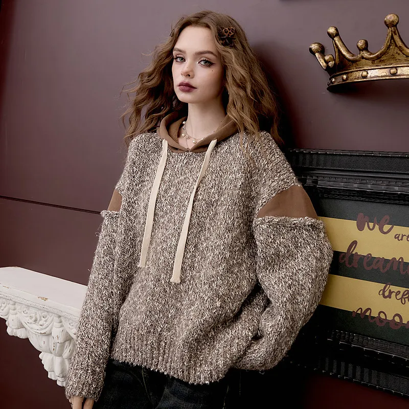 ELF SACK Sweater Women's Vintage Coffee-3