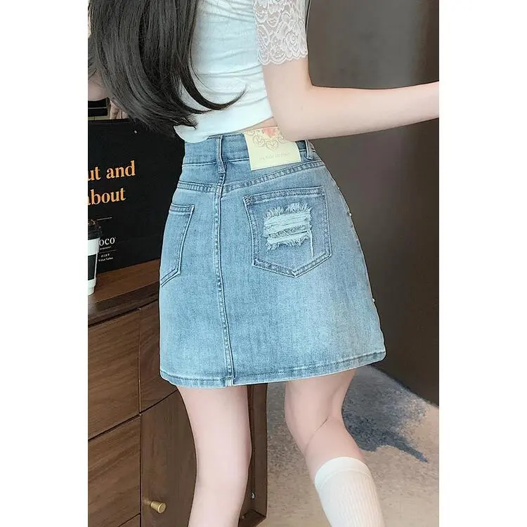 XIANSINIAO Denim Short Skirts Women's-5
