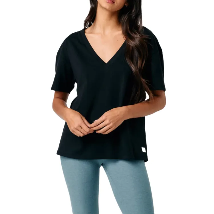 Vuori Drop Shoulder Sleeve T Shirt Women's Black-1