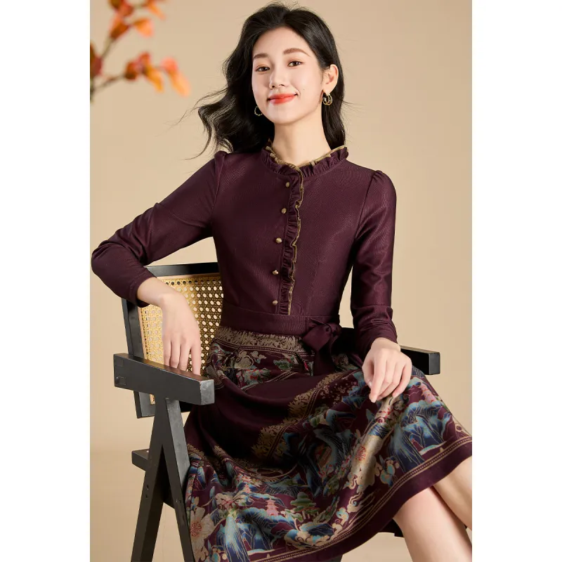 Mylan Spring, Fall Long Sleeved Dress Regular Women's Red Collection Brand, Stay Updated With Event Alerts-1