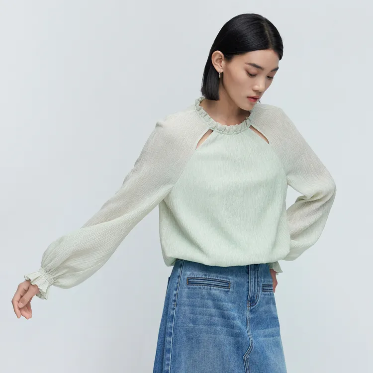 SHUIYUNJIAN Design Bud Sleeve Shirt Women's Fruit Green-3