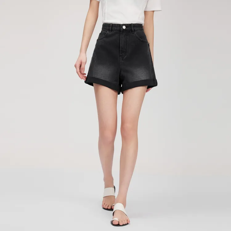 ELLE Denim Shorts Women's Dark Gray-4