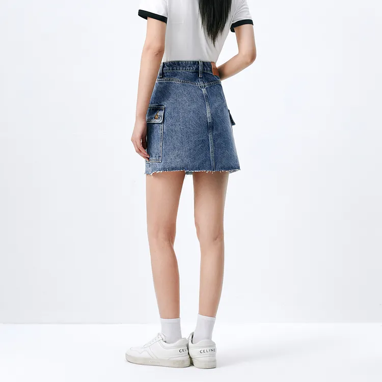 PEACEBIRD Denim Short Skirts Women's Denim Blue-4