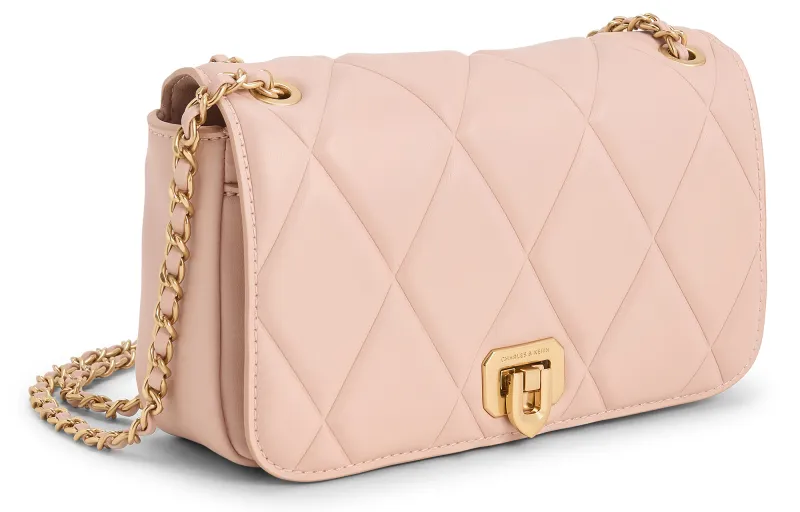 CHARLES&KEITH PU Crossbody Bags Trumpets Women's Cream Milk White/Black/Light Pink Light Pink-7