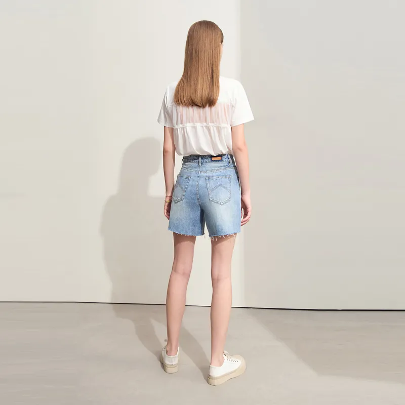 AMII Denim Shorts Women's Washed Blue-5