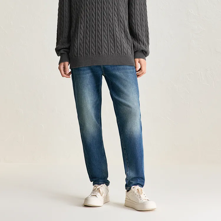 PEACEBIRD MEN Slim Fit Cuffed Washable Warm Jeans Men's-3