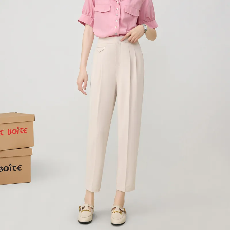 FAWENXIANGZI Spring, Summer, Fall Suit Trouser Regular Women's Apricot-4