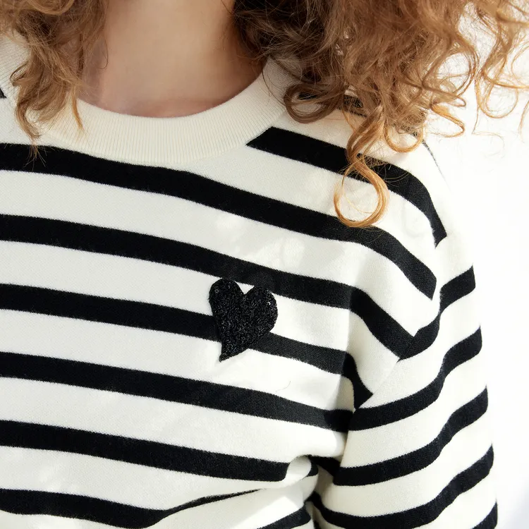 MOCO SS23 Long Sleeved Dresses Women's White Black Stripes-3
