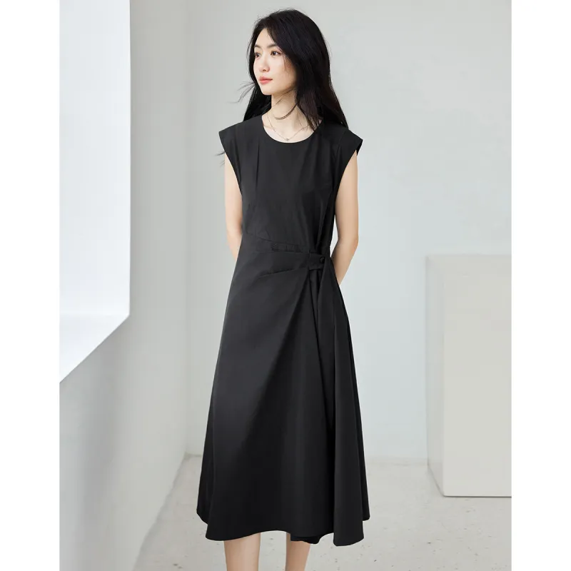 Like The Age Of Water Short Sleeved Dress Women's Black-0
