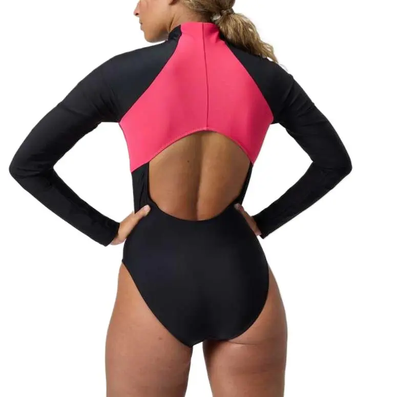 Speedo ColourblockLongSleeveZipSwimsuit One piece Swimsuit Women's Raspberry Fill-5