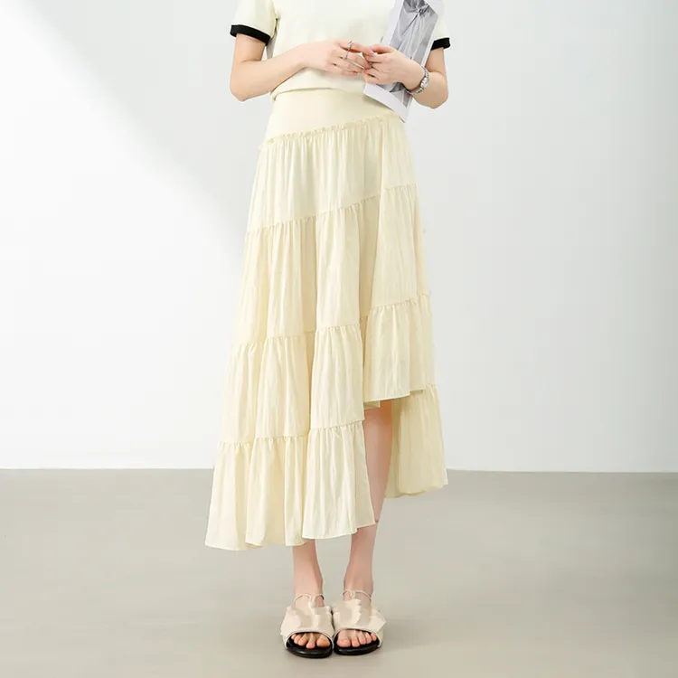 SENTUBILA Casual Long Skirts Women's Pear Blossom Yellow-2