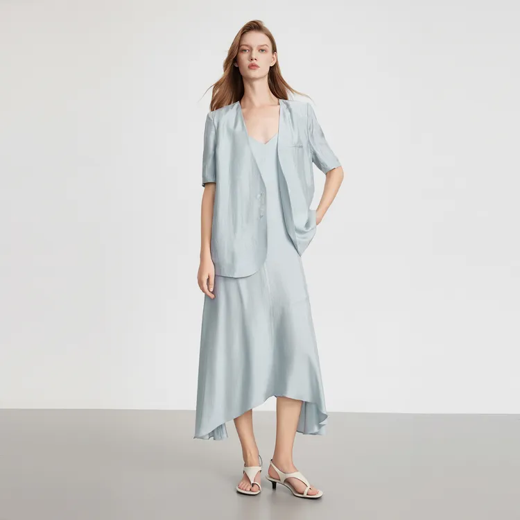 ELLE Slip Dresses Women's Light Blue-6