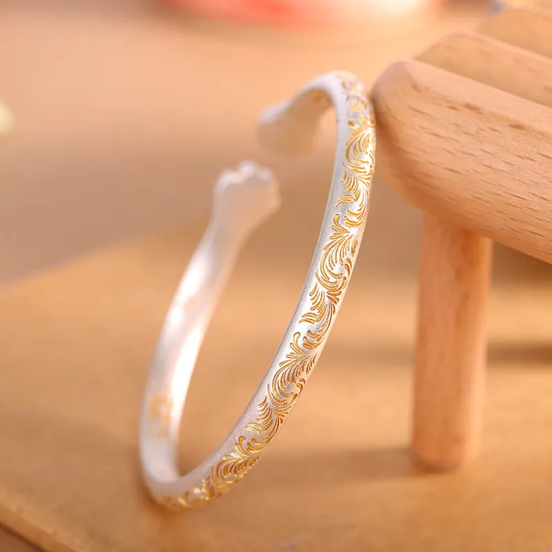 LIUXIN 999 Fine Silver Bangles Women's-2