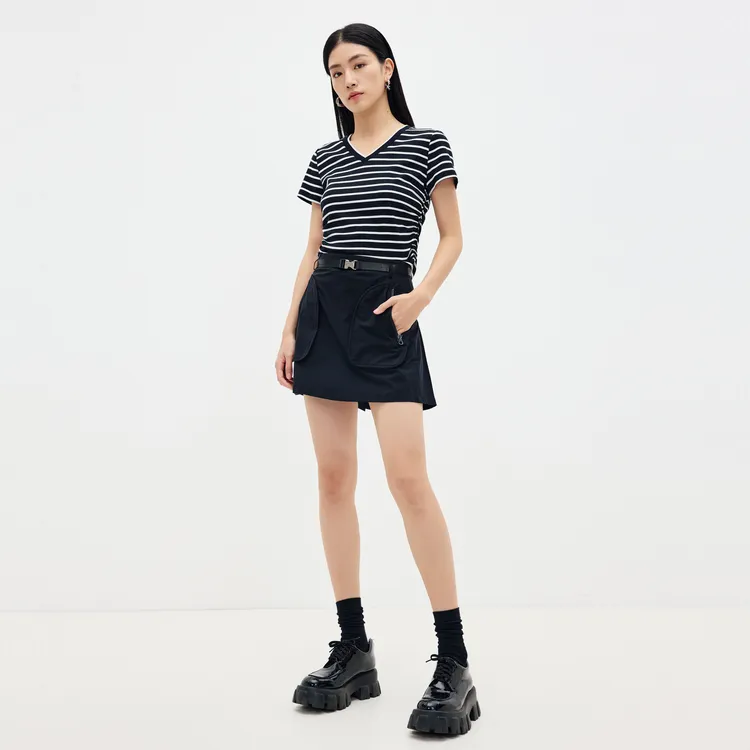 SHUIYUNJIAN Casual Short Skirts Women's Sapphire Black-4