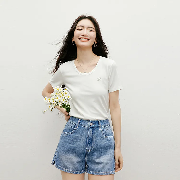 Hopeshow Denim Shorts Women's Light Denim Blue 070-3