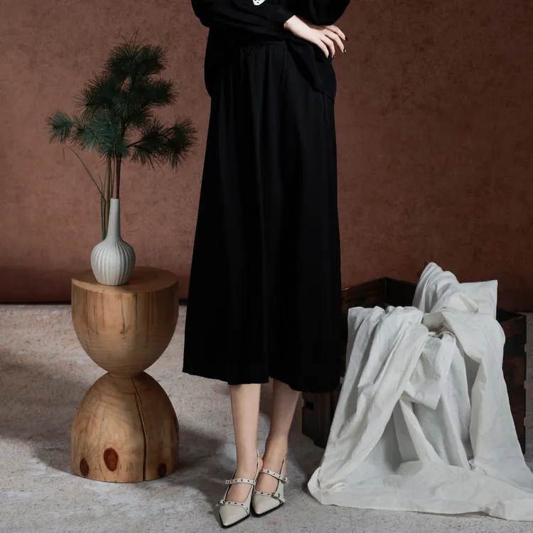 SETIROM Casual Long Skirt Women's Black-4