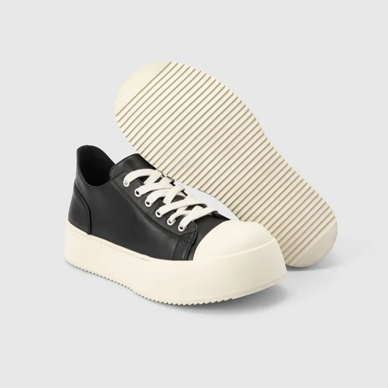 GXG Oversized Derby Shoes Anti Slip And Wear Resistant Height Increasing Coverage Low Top Skateboard Shoes Men's Black-4
