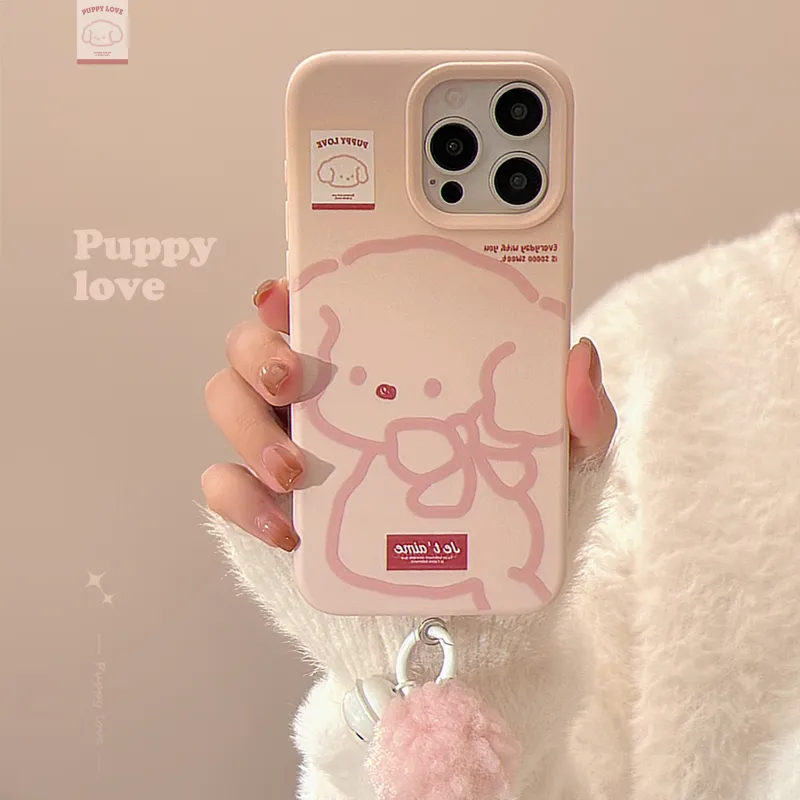 Cuttlefish Grid TPU Material Ins Pink Maltese Puppy Niche Phone Case Compatible With Apple 16/15/14/13/12/11-3