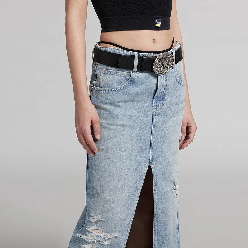 Miss Sixty Denim Long Skirts Women's Light Blue-3