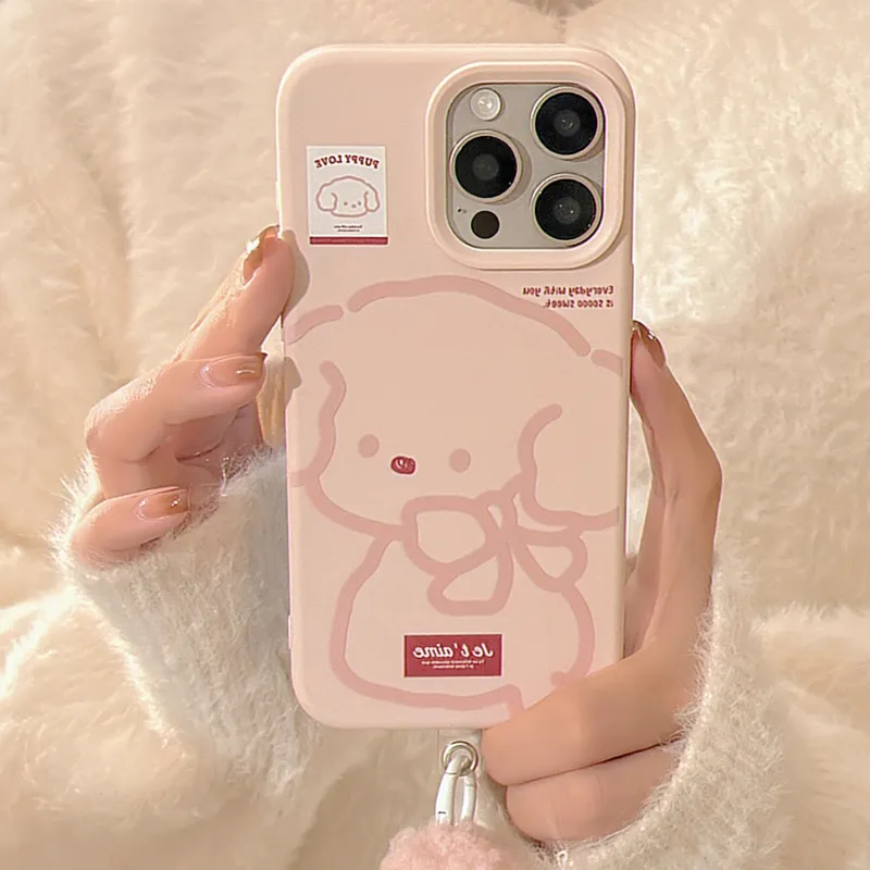 Cuttlefish Grid TPU Material Ins Pink Maltese Puppy Niche Phone Case Compatible With Apple 16/15/14/13/12/11-4