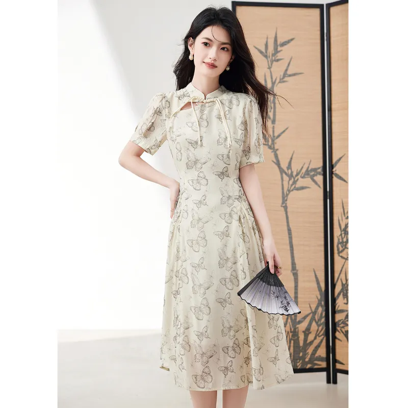 XINFEIYU Short Sleeved Dresses Women's Beige-2