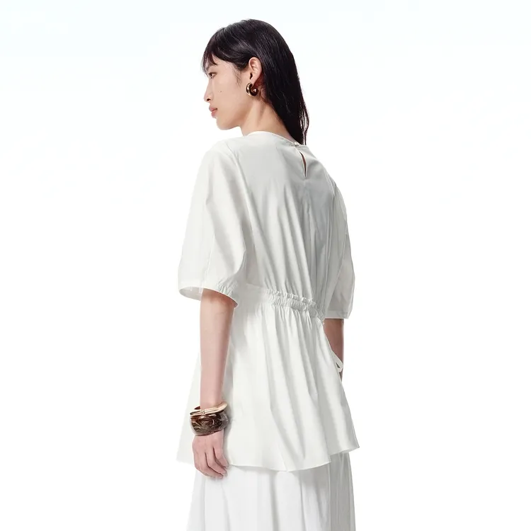PEACEBIRD Shirts Women's Antique Veneer White-4