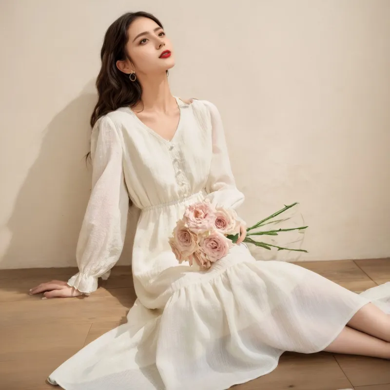 XIANSINIAO Long Sleeved Dress Women's-1