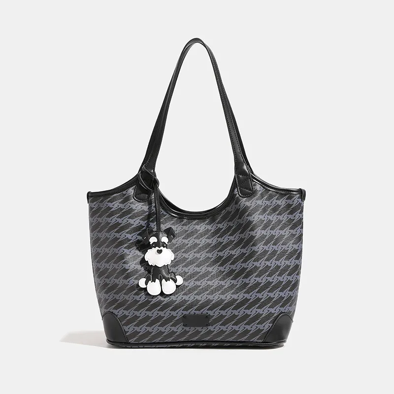 MINLUBAOLUO PVC Tote Handbag, Shoulder Bag Women's Truffle Black-1