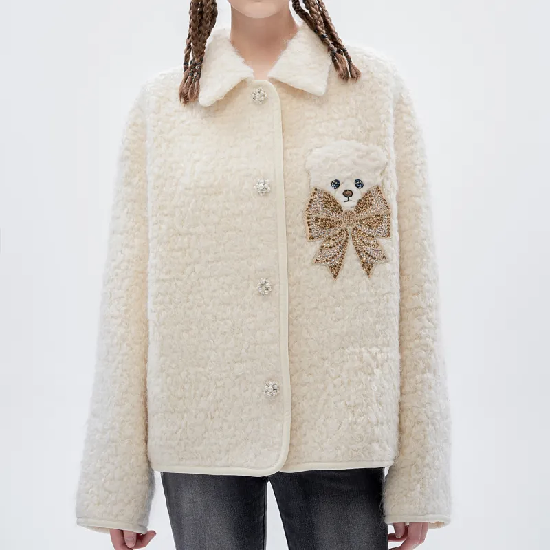 TCH Cropped Coats Women's Beige-3