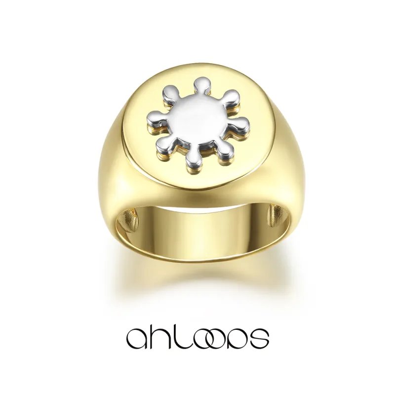 AHLOOPS 18K Gold Plated Copper Rings Unisex Gold-3
