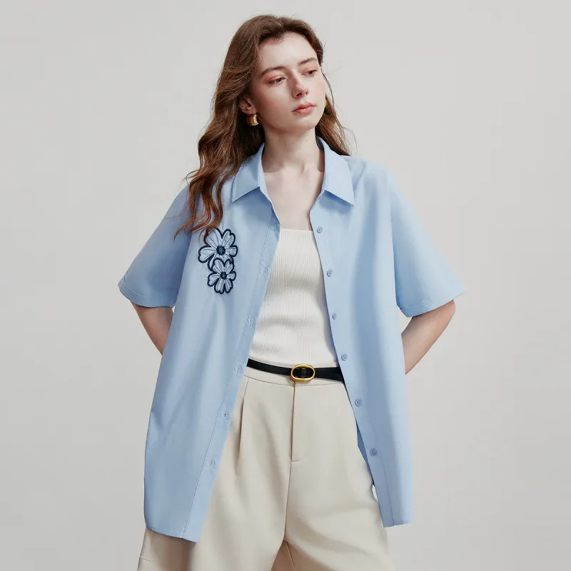 Initial language Shirts Women's Sky Blue-2