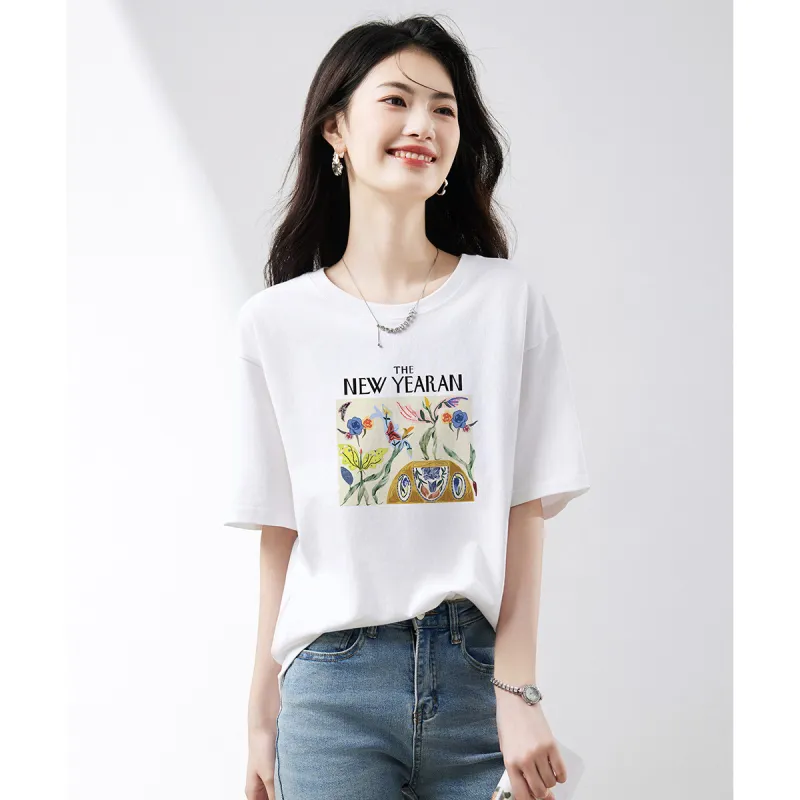 XINFEIYU T Shirts Women's White-1