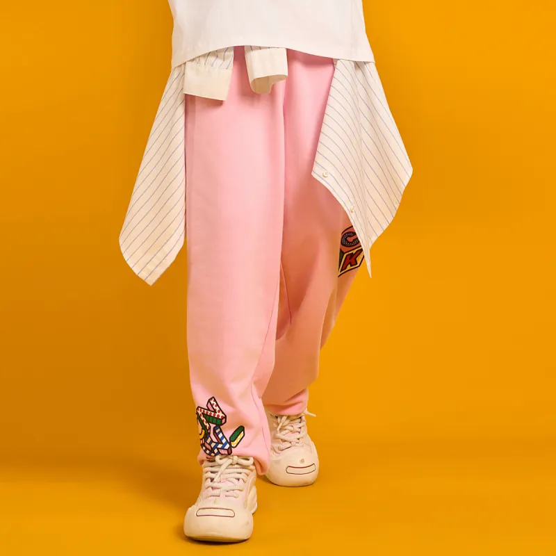 CANOTWAIT_ Casual Pants Unisex Pink-2