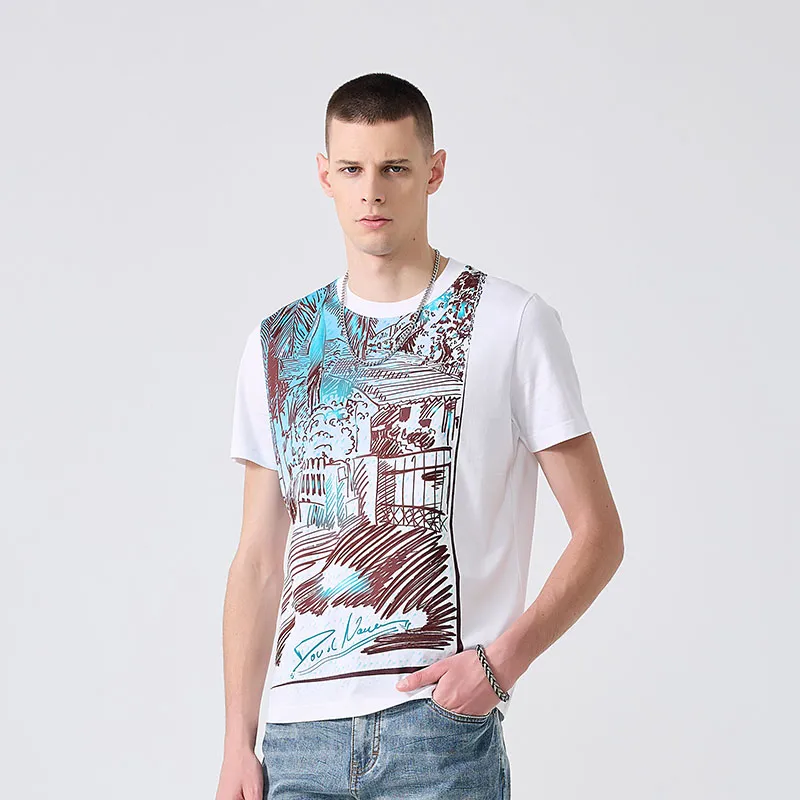 DAVID NAMAN T Shirts Men Blue With White Lettering-6