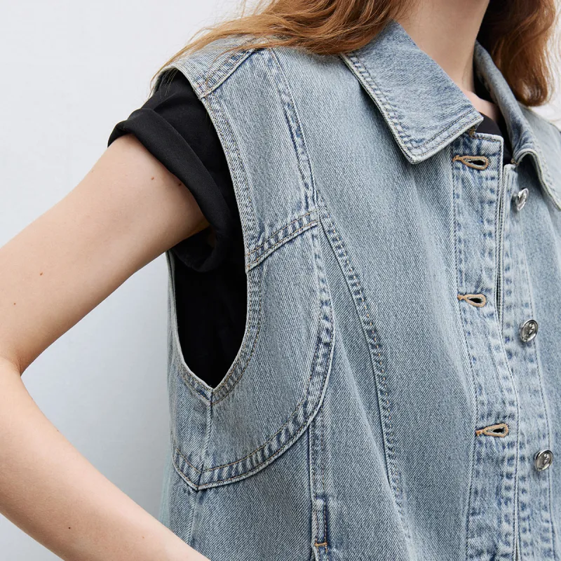 ONLY Vest Women's Washed Denim Blue-4