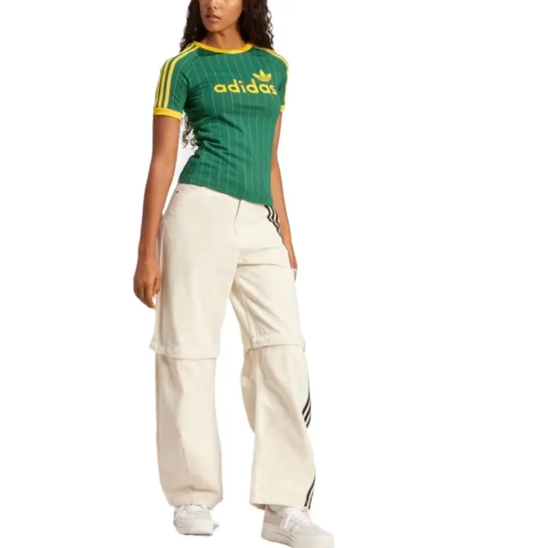 Adidas Originals Raglan Sleeve T Shirt Women's Preppy Green/Gray White-3