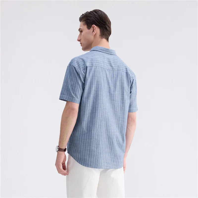 UNIQLO Shirts Men 70 Blue White Stripes-6