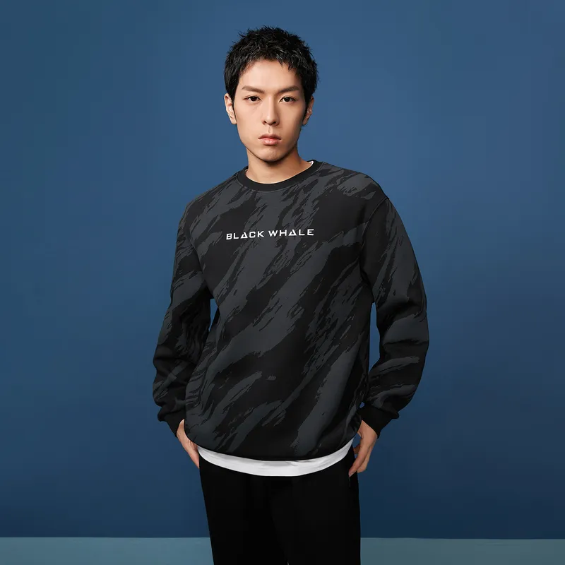 HLA JEANS Sweatshirts Men Black Pattern 13-2