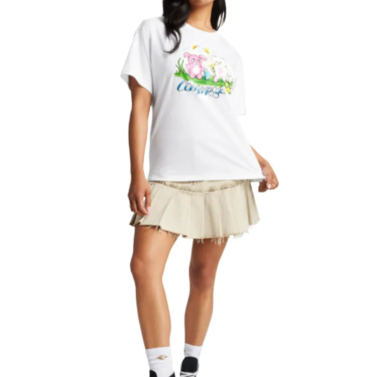 Converse Drop Shoulder Sleeve T Shirt Women's White-3