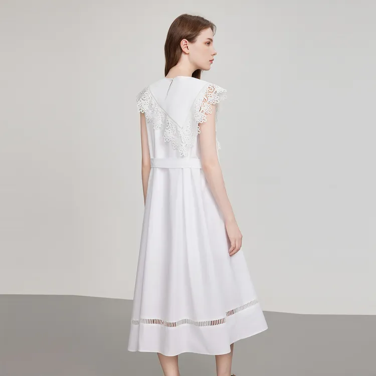 ELLE Sleeveless Dress Women's White-6