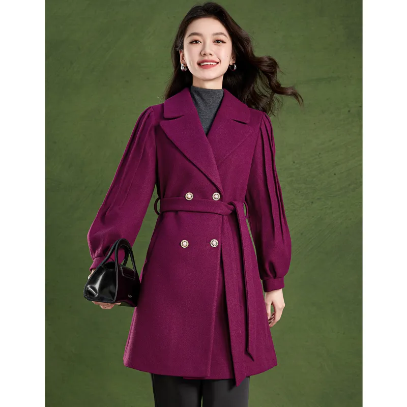 Mylan Spring Fall Trench Coat Loose Fit Women's Grape Purple-3