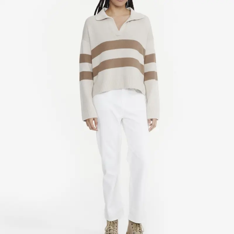 AIGLE Sweater Women's Concentrated Coffee Stripes-4